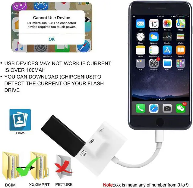 Alt view image 4 of 5 - For Lightning to Premium Ethernet Adapter RJ45 LAN Wired Network Cable USB Camera Reader Overseas Travel Compact for iphone/ipad