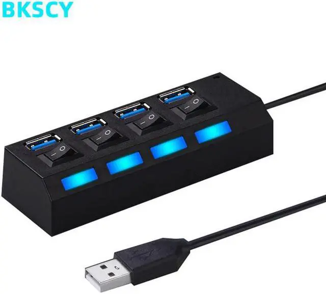 Main image of USB HUB 2.0/3.0 4 Port USB Splitter with Power Port Adapter USB Splitter with On/Off Switch for Windows 7/8/10 Laptop Hub
