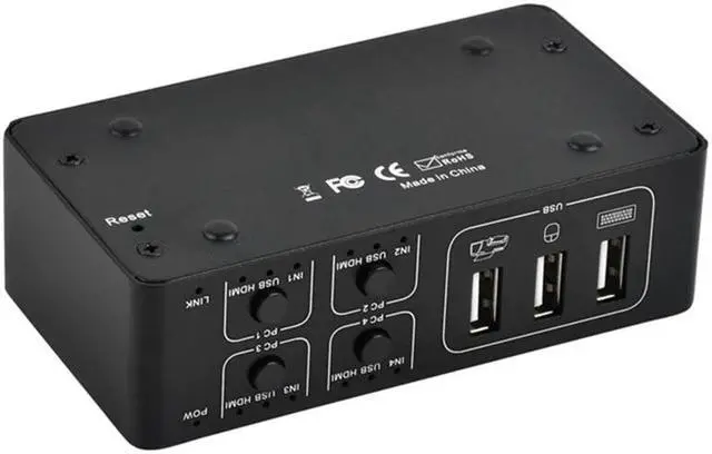 Alt view image 3 of 5 - 4 port 4K HDMI KVM Switch 4X1 USB HDMI 1.4 KVM Switcher splitter selector for mac os. windows 10 up to 4 monitors