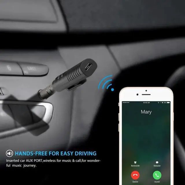 Alt view image 4 of 5 - Bluetooth Receiver Car Clip AUX 3.5mm Wireless MP3 Music Car Audio Receiver Handsfree Call Car Transmitter Auto Adapter