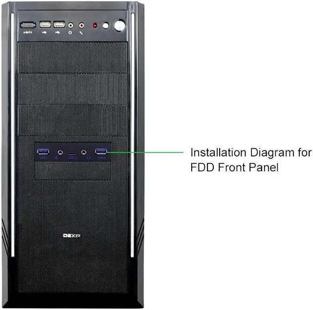 Alt view image 3 of 5 - 5 Ports USB 3.1 TYPE-C Hub Spilitter USB 3.0 USB-C Front Panel HD Audio with Power Cable For PC Desktop 3.5" Floppy Bay