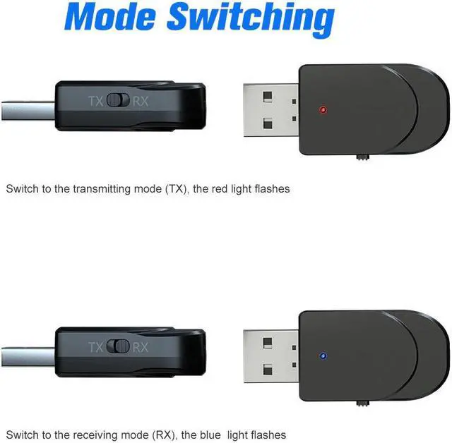 Alt view image 4 of 5 - USB Bluetooth 5.0 Audio Receiver Transmitter PC Tablet Wireless Adapter 3.5mm TV Car Kit Aux Music Receiver 3in1 Dongle