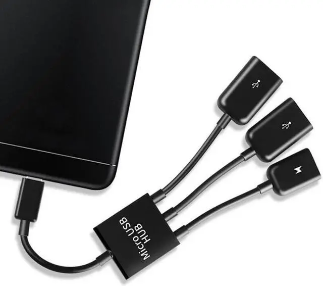 Alt view image 4 of 5 - 3 In1 Type-C Male To Female Micro OTG USB Port Game Mouse Keyboard Adapter Cable For Android Phone Tablet Black USB Flash Disk