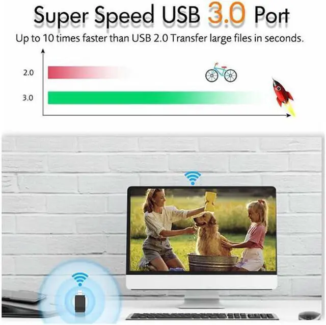 Alt view image 4 of 5 - Wireless USB Wifi Adapter 1200Mbps 2.4G 5G PC Bluetooth 5.0 Adapter Lan Wifi receiver Dongle Wireless Bluetooth Transmitter