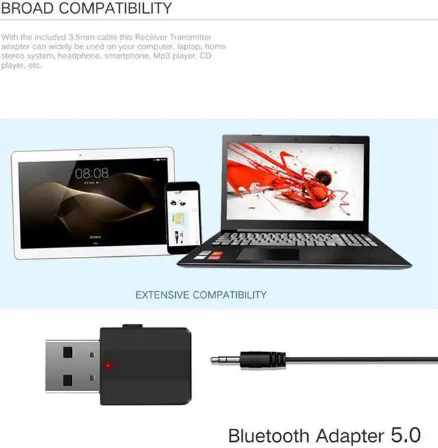 Alt view image 5 of 5 - Bluetooth 5.0 Receiver Transmitter Stereo Bluetooth Adapter Mini 3.5mm AUX Audio RCA For TV PC Car Kit Wireless Adapter