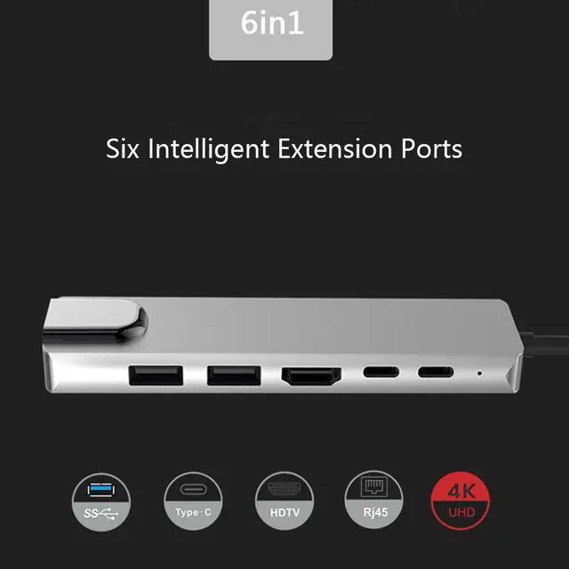 Alt view image 3 of 5 - splitter Multi  C HUB to HUB  3.0 HDMI 4K //TF Card Reader/ PD charging Audio /RJ45 Adapter for MacBook Pro type c