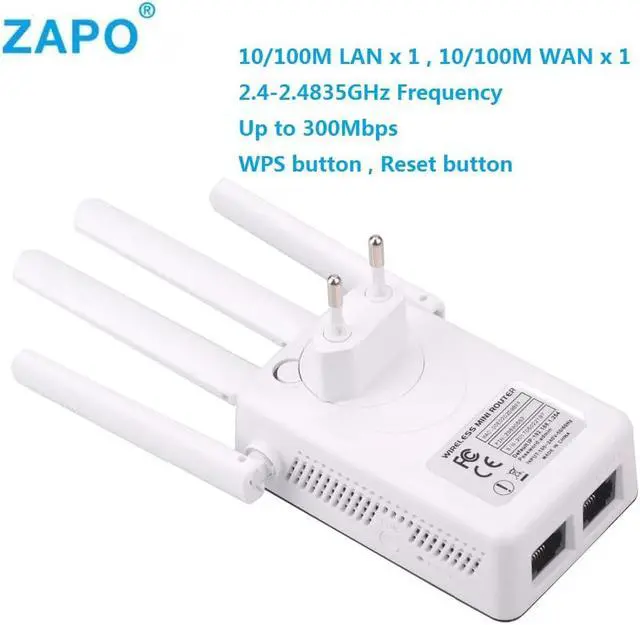 Alt view image 3 of 5 - 2.4GHz WiFi 300Mbps Wireless Router High Gain Antennas Repeater Booster Extender Home Network 802.11N RJ45 2 Ports Long Distance