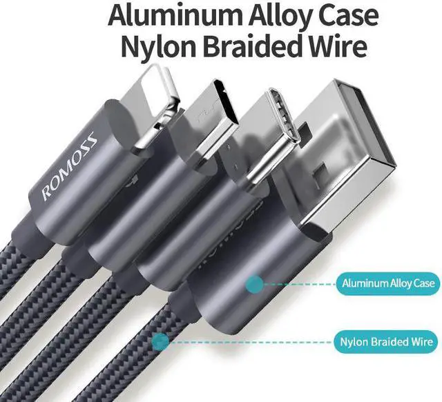 Alt view image 3 of 5 - 3 in 1 USB Cable for iPhone Micro USB Type C Cable for  P40  S20 S10 Mole Phone Fast Charging Charger Cord