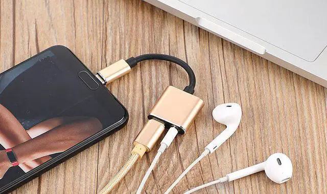 Alt view image 5 of 5 - 1pc New Universal USB C Fast Audio Convertor Headphone Jack Type-C To 3.5 Mm Adapter 2 In 1 Charging Cable For  6/ Note3