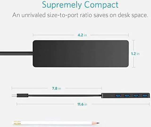 Alt view image 2 of 5 - 4-Port USB 3.0 Ultra Slim Hub for Macbook, Mac Pro/mini, iMac, Surface Pro, XPS, Notebook PC, USB Flash Drives, Mole HDD,