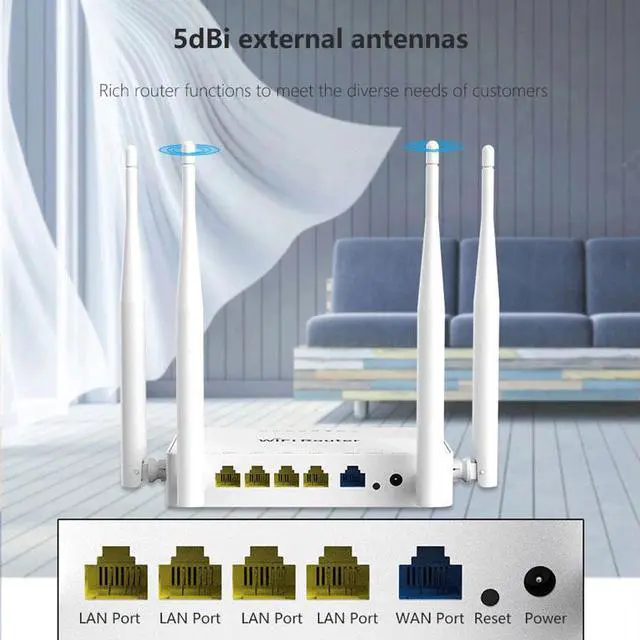 Alt view image 4 of 5 - 300Mbps VPN Wifi Router 5dBi Antennas Support omni II / openWRT for 4G USB Modem 802.11n/b/g Portable Wireless Home Router wi fi