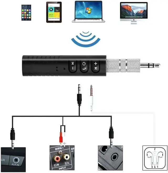 Alt view image 3 of 5 - Wireless Car Bluetooth Receiver 3.5mm Jack AUX Adapter Speaker Music Bluetooth Aux Mini Audio Receptor Blutooth 4.1