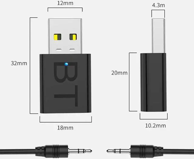 Alt view image 5 of 5 - 5.0 Adapter Transmitter Receiver for Car Headphones TV Audio Wireless Emitter AUX HIFI Stereo USB  Adapter