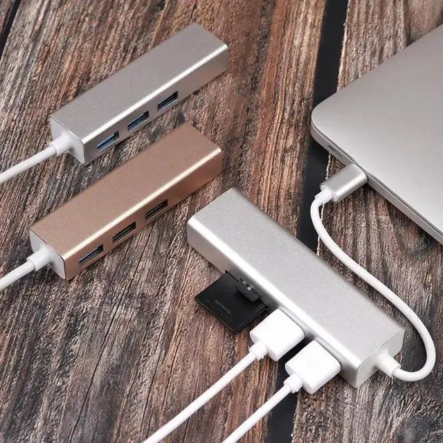 Alt view image 2 of 5 - Hub To 3 USB 3.0 Hub  HDMI /VGA/RJ45 Adapter Thunderbolt 3 USB-C  TF  PD Slot Hub for Macbook Pro Air 13 15 16 2019
