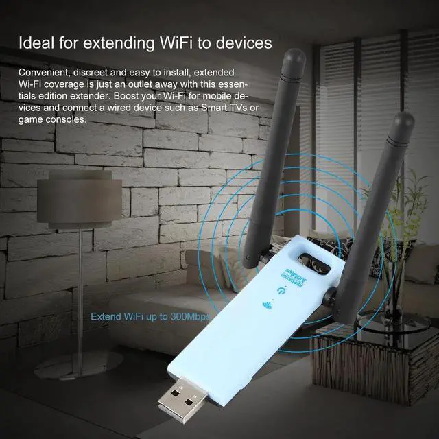 Alt view image 4 of 5 - 300Mbps USB Wireless WiFi Repeater 2.4Ghz usb wifi router Signal booster with dual Antenna WiFi signal Range Extender