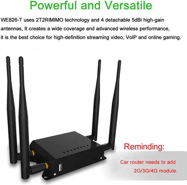 Alt view image 2 of 5 - WE826-T2 300Mbps 3G 4G Mobile Router Wifi 3G 4G Modem Sim Card Slot Car/Bus Wifi Router OpenWRT Router Lte Wifi Router