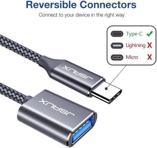 Alt view image 3 of 5 - 2Pack  USB C Adapter OTG Type C Cable USB C to USB 3.0 Adapter Otg Cable Thunderbolt 3 for MacBook