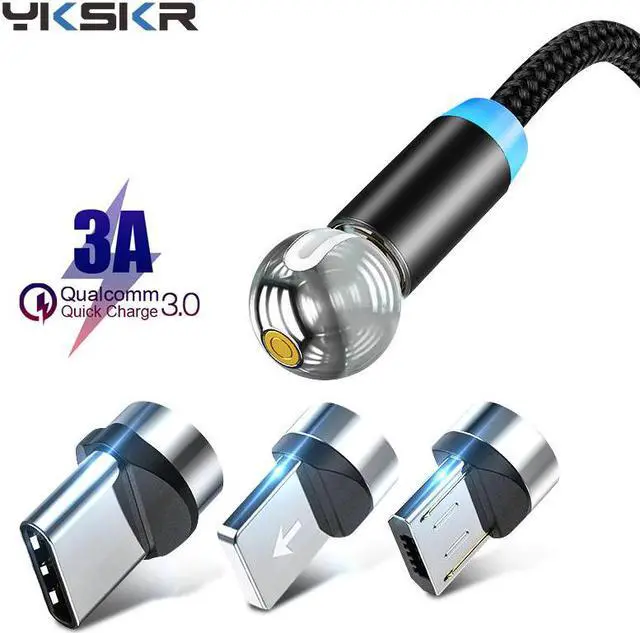 Main image of 360 degree Rotate Magnetic Micro USB Type C Cable LED Magnetic Charging Cable for iPhone 11 Xs Max X 8 7 6 6s 5 5s