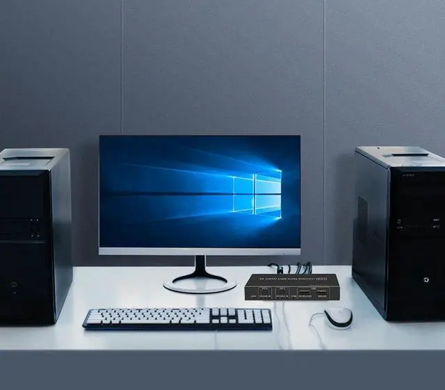 Alt view image 2 of 5 - 4 port HDMI KVM Switch 2 port USB HDMI KVM Switch Switcher for 2 PC laptop sharing 1 HDMI monitor&UBS mouse keyboard