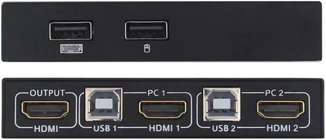 Alt view image 2 of 5 - 4K HDMI KVM Switch 2 In 1 Out USB HDMI KVM Switcher Splitter For  Remote Wake-Up For Keyboard Mouse Printer Monitor
