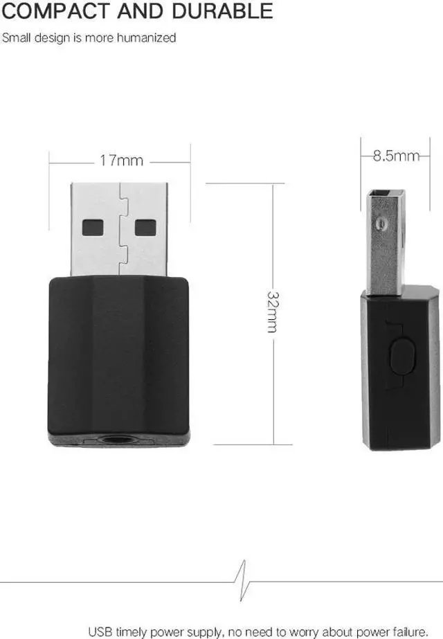 Alt view image 3 of 5 - Switching Bluetooth 5.0 Adapter USB Transmitter Receiver 2 in 1 3.5mm Stereo Audio Adapter Wireless Digital Devices