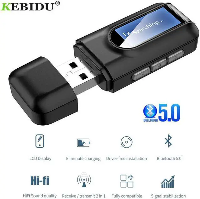 Main image of Bluetooth 5.0 Dongle Audio Receiver Transmitter with LCD Display Mini 3.5mm Jack AUX  Wireless Adapter for TV Car PC