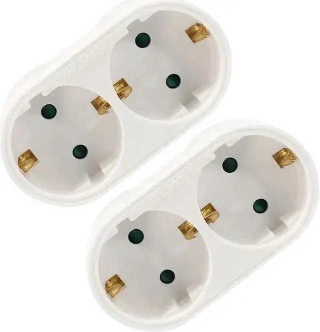 Alt view image 4 of 5 - Plug 2 Outlet German Plug Extended Socket Expansion Plug 16A Power Adapter  Socket Standard 250V Wireless Extend Socket CE