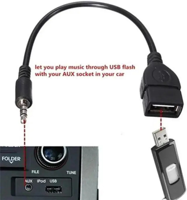 Alt view image 2 of 5 - 3.5mm Male Audio AUX Jack to USB 2.0 Type A Female OTG Converter Adapter Cable