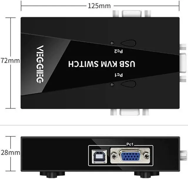 Alt view image 7 of 7 - USB VGA KVM Switch Box 2 in 1 Out Video KVM USB Switch for Mouse Keyboard Monitor Sharing Computer
