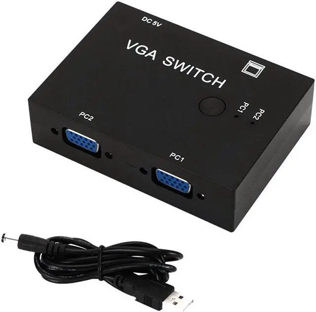 Main image of Cable Wide Screen Video Sharing Box Accessories Black Manual LCD TV 2 Port VGA Switch KVM Splitter Metal For PC Monitor