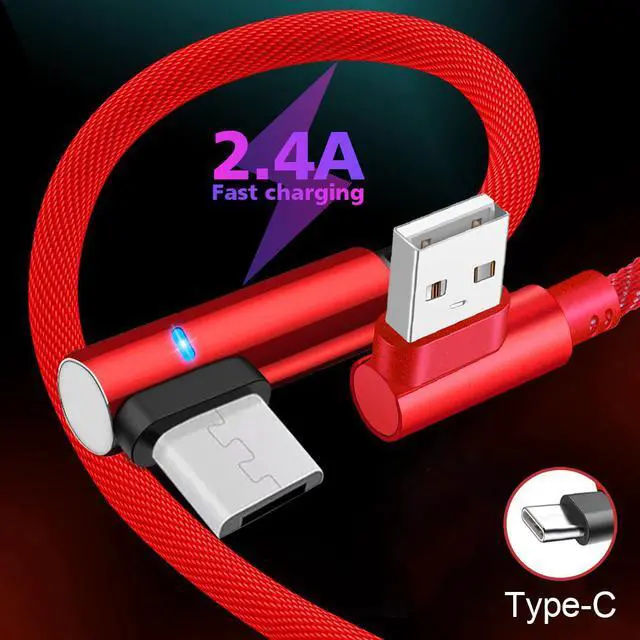 Alt view image 2 of 5 - 90 Degree USB Type C Cable Fast Charging Micro USB Cable For Redmi Note 8 Pro  S10 S9 USB-C Cable 1M 2M Charger  Cord