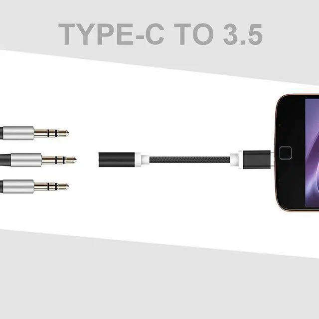 Alt view image 2 of 5 - Type C To 3.5mm Earphone Headphone Cable Adapter -C To 3.5mm Headphone Jack Aux Cable For