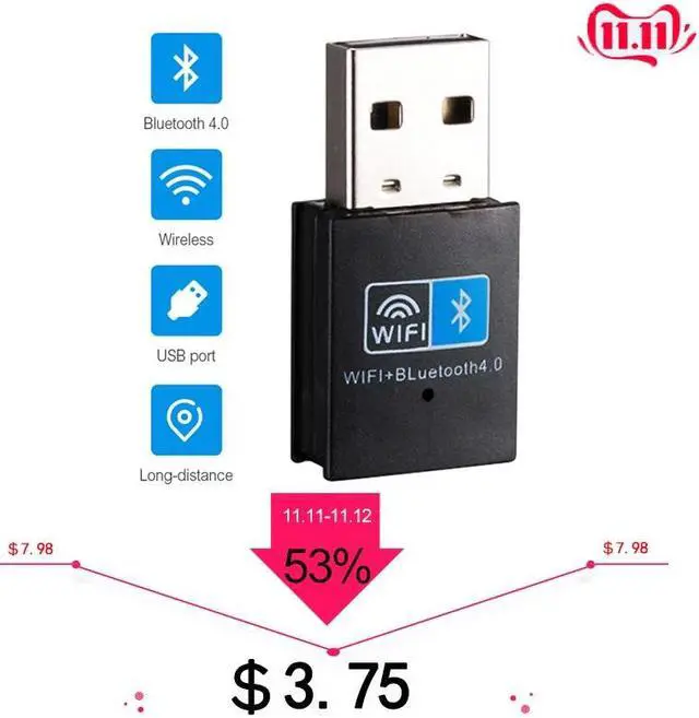 Main image of USB WI-FI Adapter Bluetooth 4.0 150Mbps 2.4Ghz Mini WiFi Antenna Computer wi-fi Network Card Receiver 802.11b/n/g