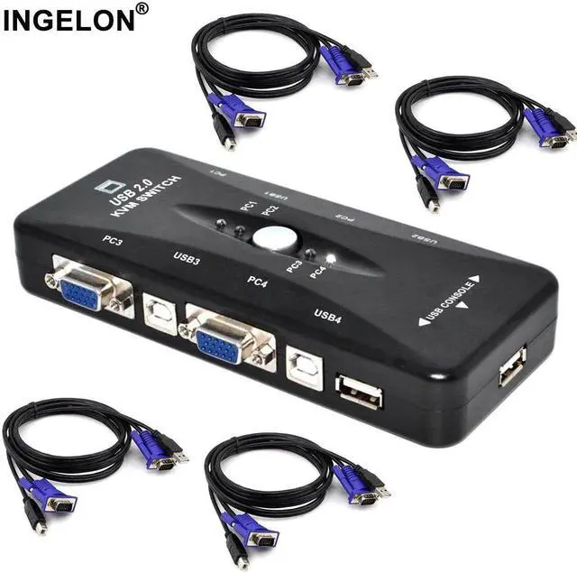 Main image of 4 port kvm switch USB 2.0 VGA Splitter Printer Mouse Keyboard  Pendrive Share Switcher 1920*1440 VGA Switch Box Adapter