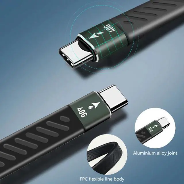 Alt view image 2 of 5 - 60W Thunderbolt 3 cable Certified 40Gbps Type C to C USB Fast USB C for Macbook Pro Quick Charge  Cable with Emark Chip
