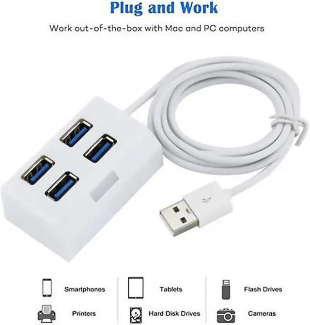 Alt view image 3 of 5 - USB 3.0 HUB 4 Port USB Splitter Adapter 5GBps External USB Extension Converter Cable 1.2m for PC Laptop Desktop
