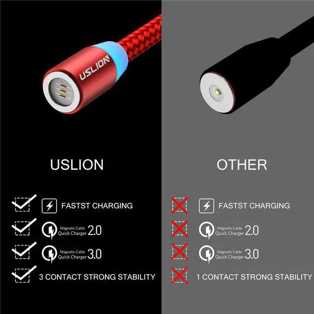 Alt view image 4 of 5 - Magnetic Charger Fast Charging Magnet USB Micro Cable 3A Type C Cable Type-C LED Nylon Braided For Iphone 7 XS XR