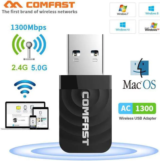 Main image of 650M ~ 1300Mbps Mini USB Wifi Adapter Wifi Network Card Dual Band 2.4G/5.8G Wireless AC wifi Adapter  VS Bluetooth wifi adapter