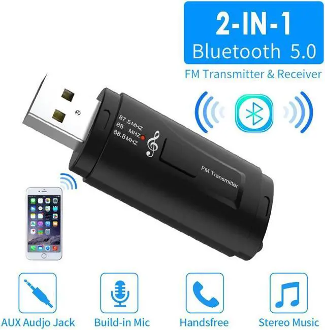 Main image of 2 in 1USB Bluetooth Receiver Transmitters 5.0 Wireless Stereo Bluetooth AUX USB 3.5mm Jack For TV PC Car Kit Wireless Adapter
