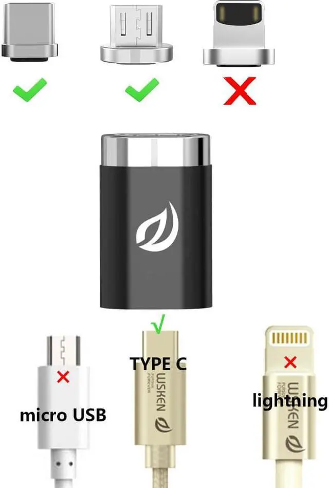 Alt view image 5 of 5 - USB Type C Cable Magnetic Adapter to Micro USB Plug or Type-C Plug Connector Magnetic Charging Adapter For Android Phones