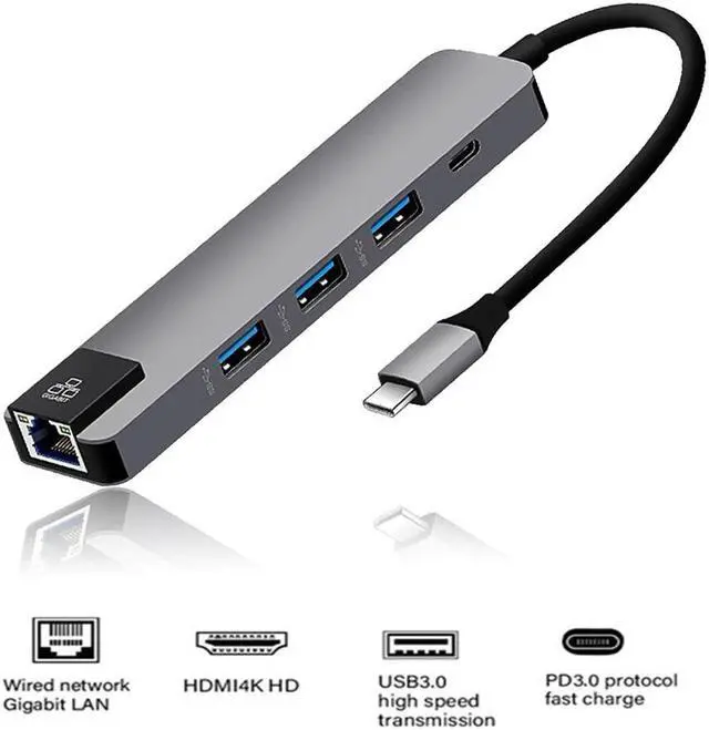 Main image of USB type C Hub 4K USB C a Gigat Ethernet RJ45 LAN Adaptor For PC Usb Hub 3.0 With Power Adapter#T2