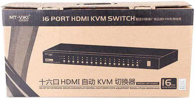 Alt view image 5 of 5 - 16 Port kvm switch Auto kvm switch Keyboard Mouse Switcher full 1080P IR Remote control include cables MT-2116HL