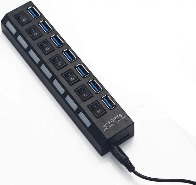 Alt view image 4 of 5 - 7 Port USB 3.0 HUB High Speed Splitter Expansion Adapter PC Laptop PS4 w/ Switch Use Power Adapter computer accessories for pc