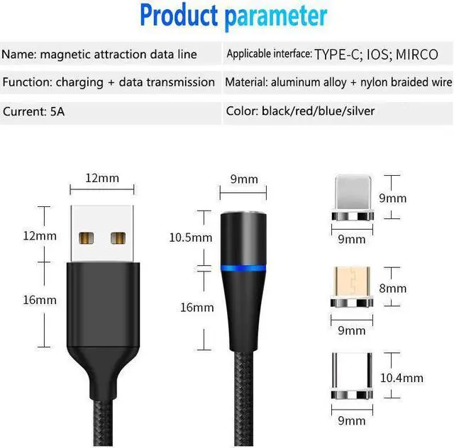 Alt view image 5 of 5 - LED Magnetic USB Cable Fast Charging Type C Cable Magnet Charger  Charge Micro USB Cable Mole Phone Cable USB Cord