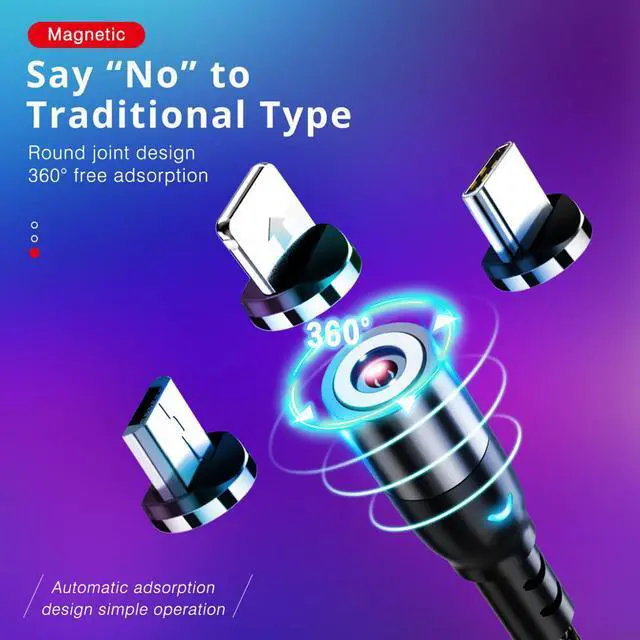Alt view image 2 of 5 - Magnetic Cable usb Type C Magnetic Charge Micro usb Cable For iPhone  Android Fast Charging Mole Phone Cord Wire