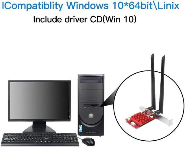 Alt view image 5 of 5 - 3000Mbps AX200 802.11AX Wifi 6 PCI-e Network Card Bluetooth 5.0 Wireless Wifi6 PCI Express Antena Wifi 5G Adapter AX200NGW