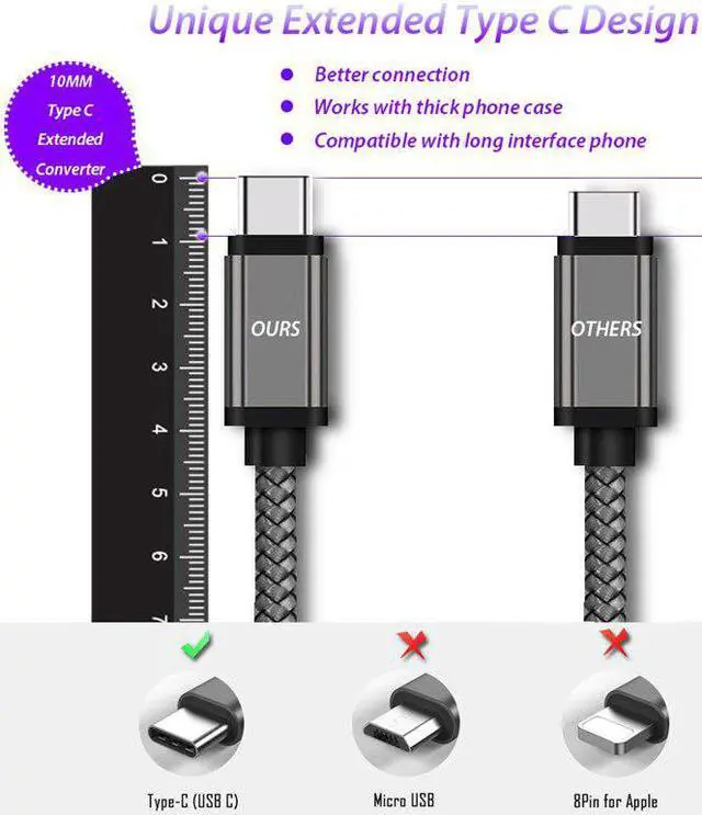 Alt view image 2 of 5 - Type C charger Cable For  Bv 9700 9600 6800 9500 Oukitel U25 23/18 Wp2 P10000 pro K10 K9 Ulefone DOO -C cord