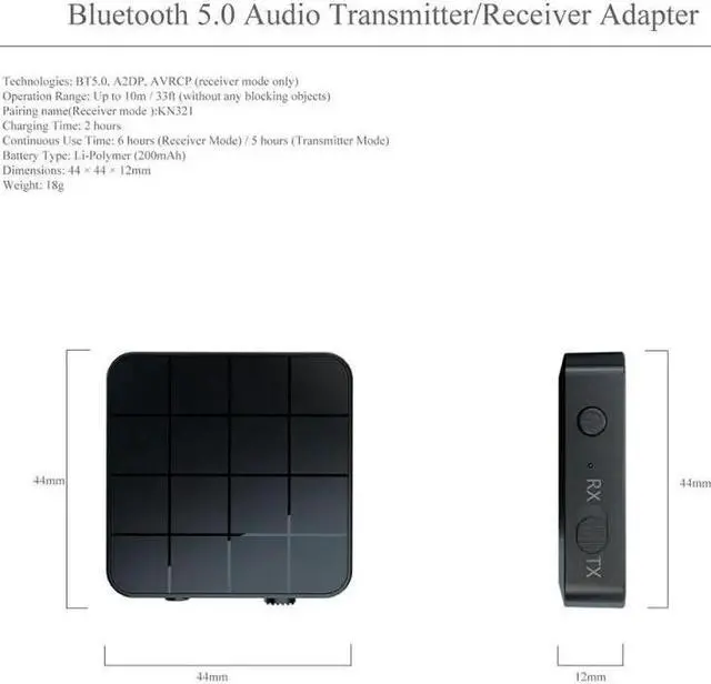 Alt view image 3 of 5 - 5,0  Audio Receiver Transmitter 2 IN 1 RCA 3,5 MM 3,5 AUX Jack USB Musik Stereo Wireless Adapter für Auto TV MP3 PC