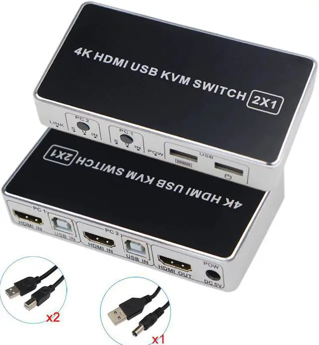 Main image of KVM Switch USB 2 Port PC Computer KVM Switch Keyboard Mouse Switcher Box Support 4K@30Hz 3D For Laptop PS4 Xbox HDTV