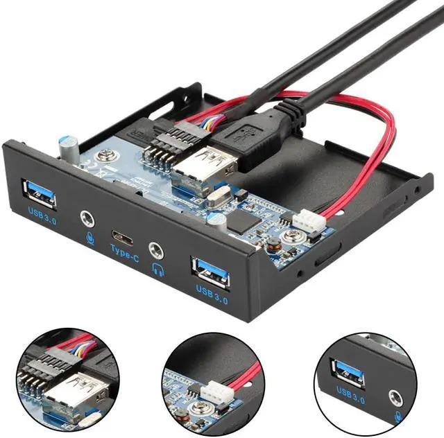 Alt view image 5 of 5 - 5 Ports Type-C USB 3.0 USB 3.1 Front Panel Hub 3.5inch Panel Computer Expansion Board for Computer Case